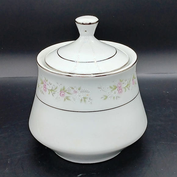 GLA Maria Fine China Japan Sugar Bowl W/Lid And Creamer White & Rose Floral - Picture 16 of 16